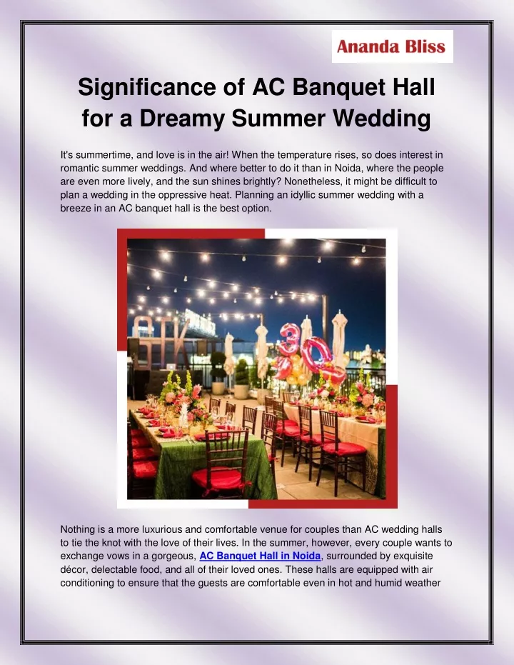 significance of ac banquet hall for a dreamy