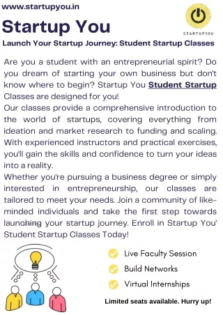 Launch Your Startup Journey Student Startup Classes