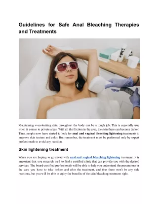 Guidelines for Safe Anal Bleaching Therapies and Treatments