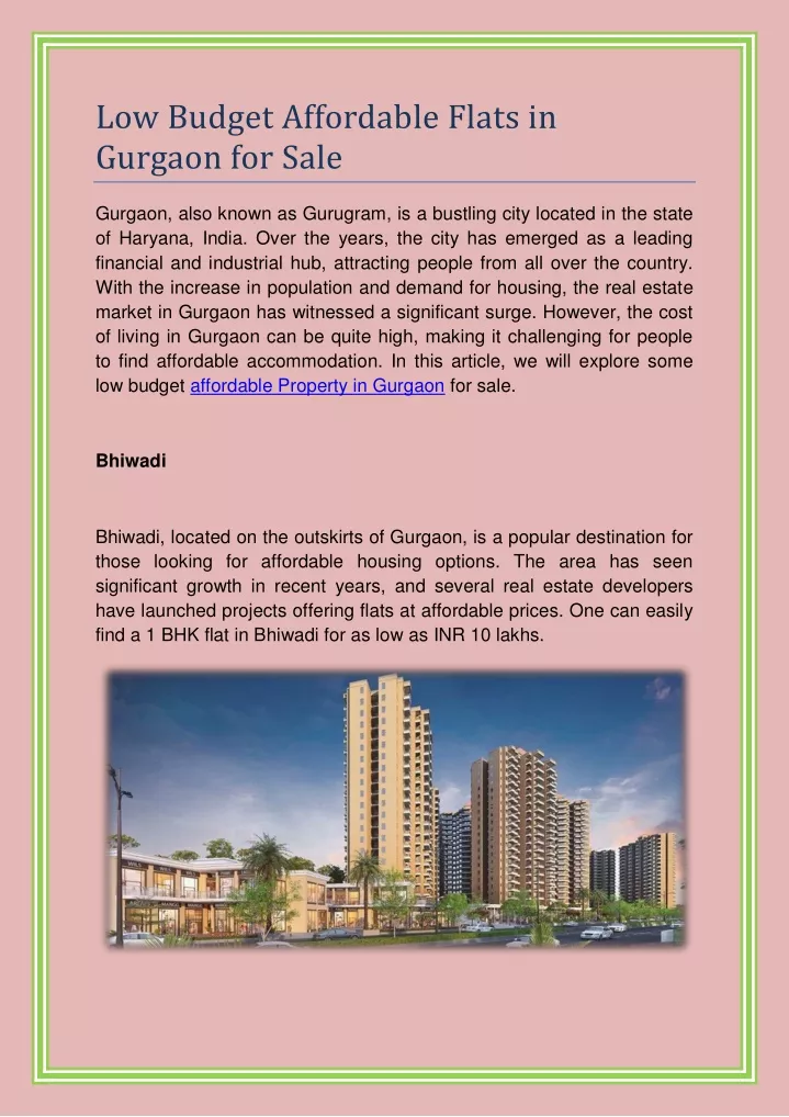 low budget affordable flats in gurgaon for sale