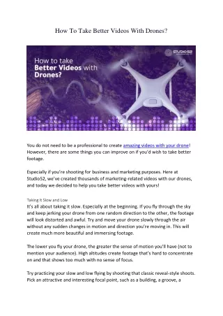 how to take better videos with drones