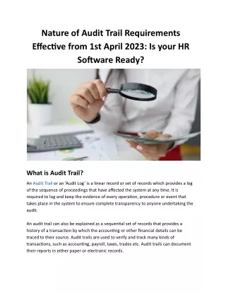 nature of audit trail requirements effec ve from