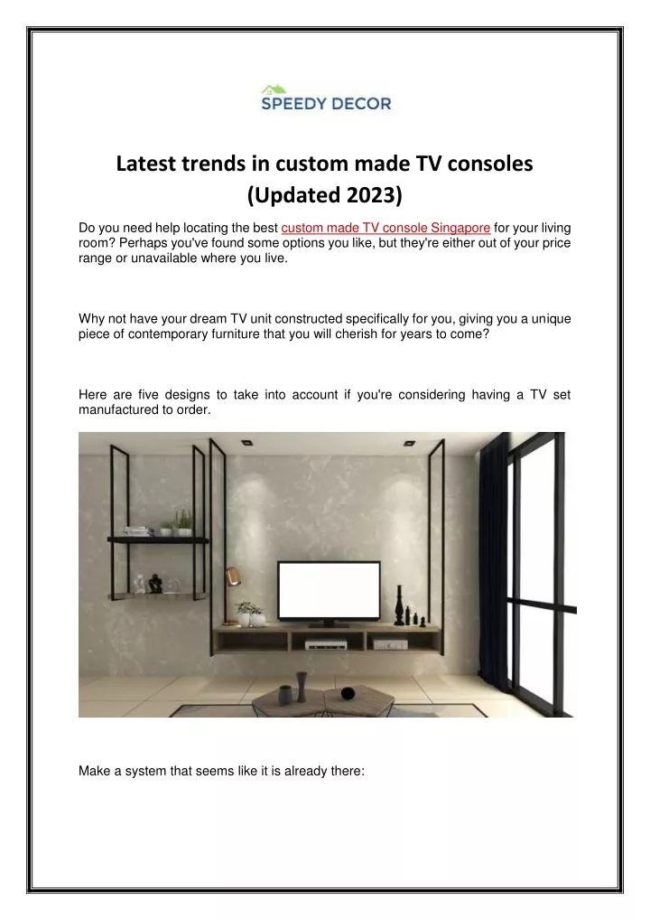 latest trends in custom made tv consoles updated