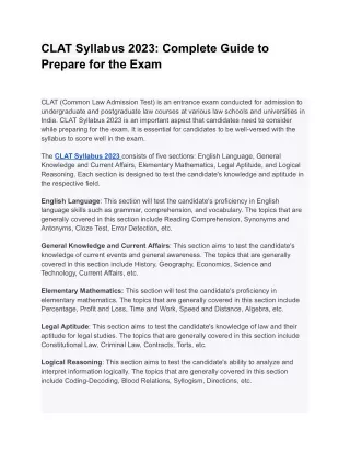 clat syllabus 2023 complete guide to prepare