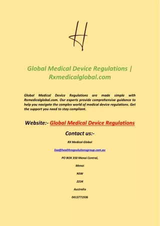 Global Medical Device Regulations