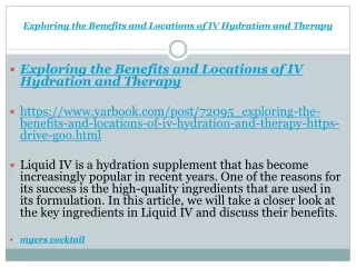 Exploring the Benefits and Locations of IV Hydration and Therapy