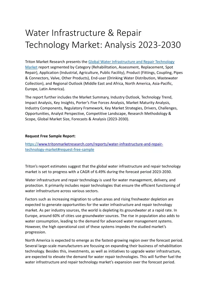 water infrastructure repair technology market