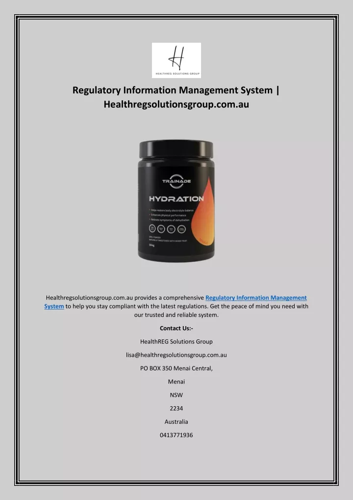 regulatory information management system