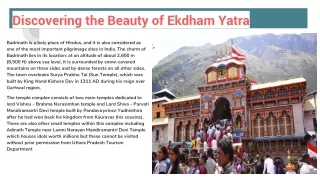 discovering the beauty of ekdham yatra