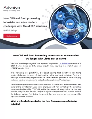 How CPG and Food Processing industries can solve modern challenges with Cloud ERP solutions