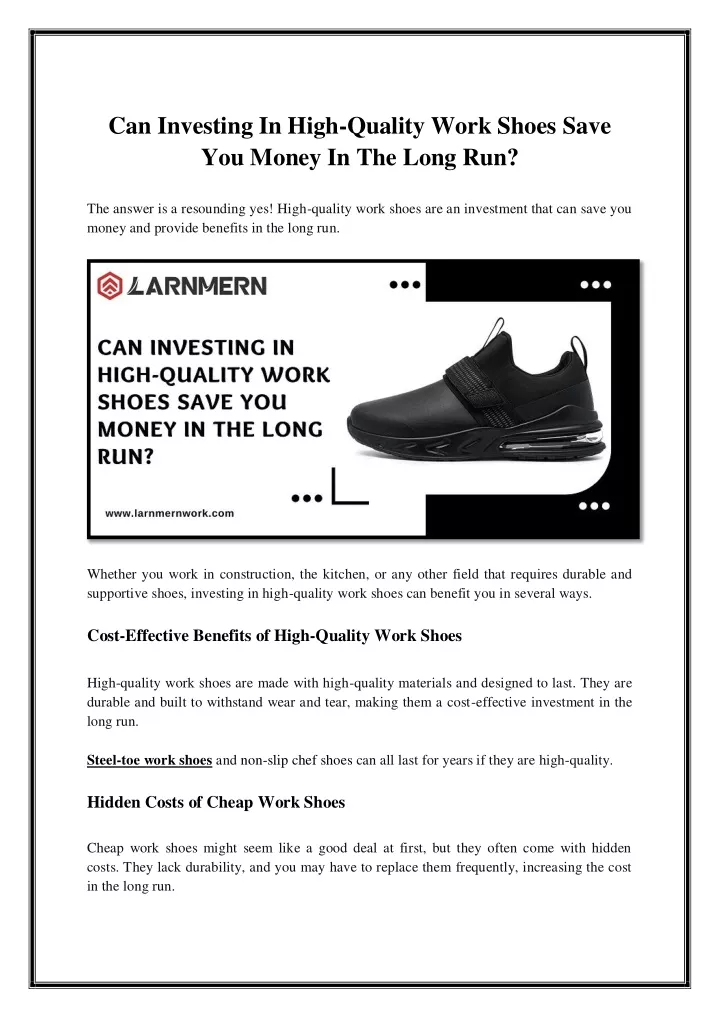 can investing in high quality work shoes save