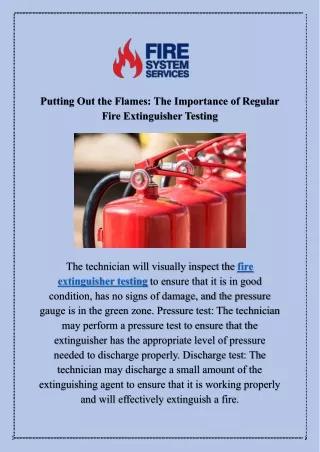 Putting Out the Flames: The Importance of Regular Fire Extinguisher Testing