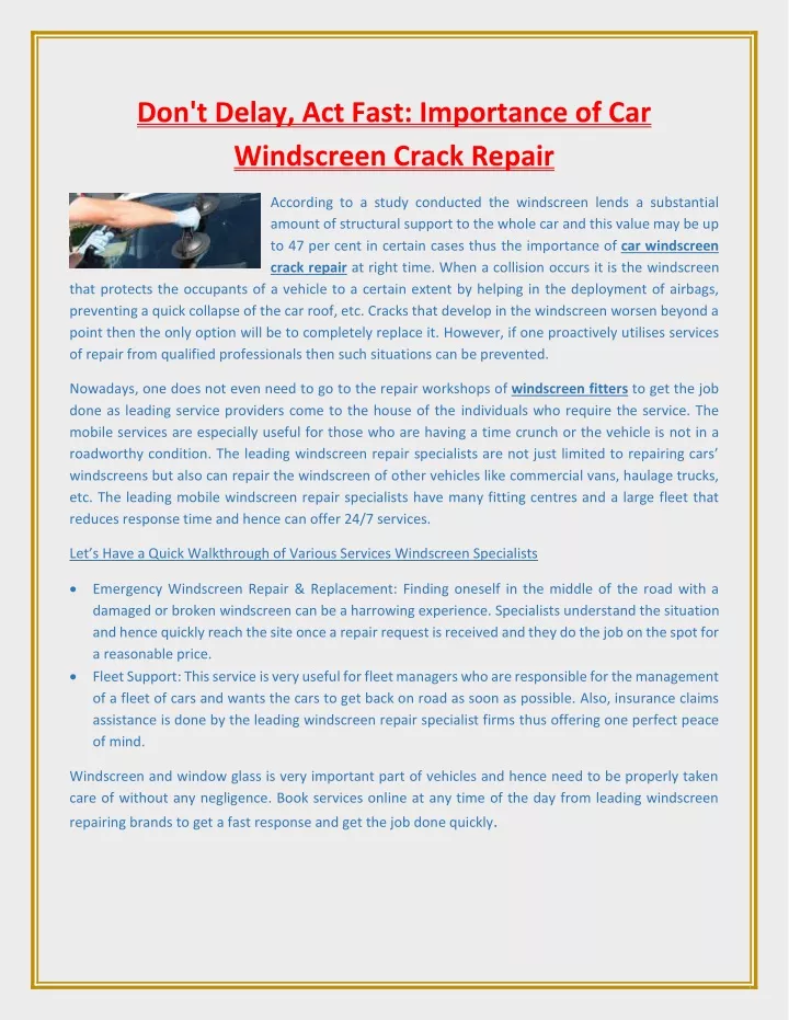 don t delay act fast importance of car windscreen