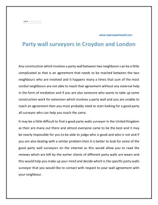 Party wall surveyors in Croydon and London