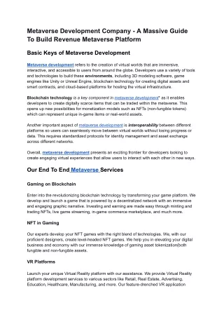 Metaverse Development Company -11.04.2023