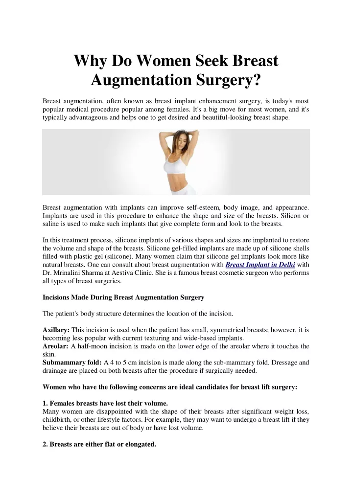 why do women seek breast augmentation surgery