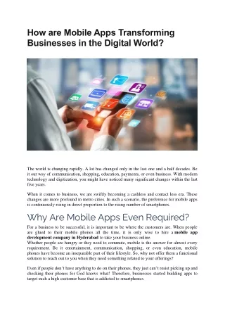 how are mobile apps transforming businesses