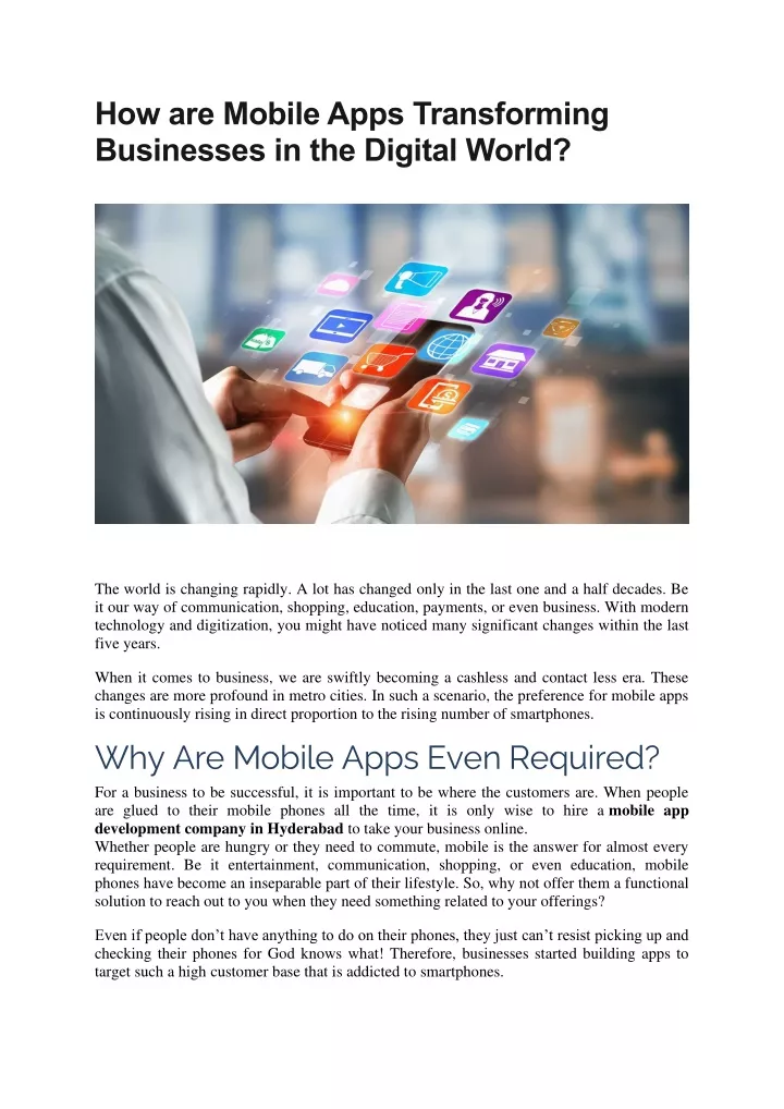 how are mobile apps transforming businesses