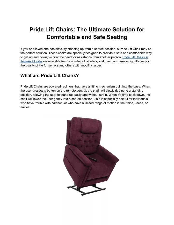 pride lift chairs the ultimate solution