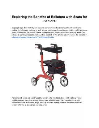 exploring the benefits of rollators with seats