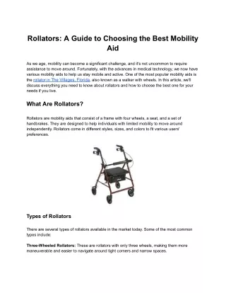 rollators a guide to choosing the best mobility