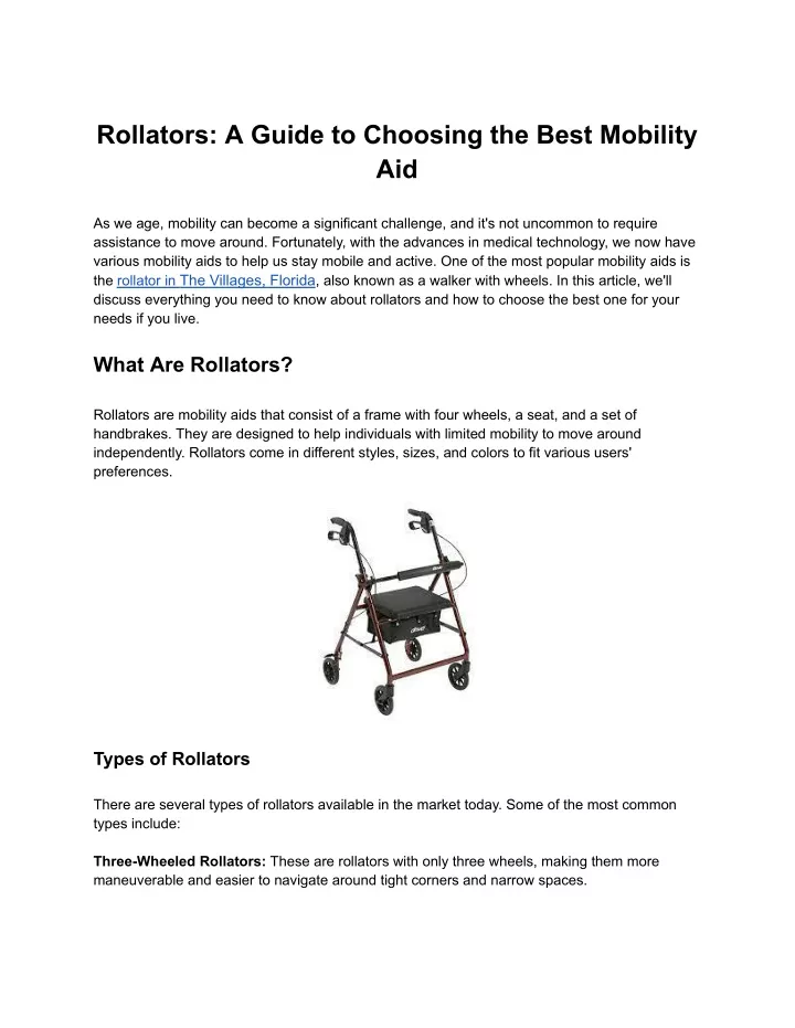 rollators a guide to choosing the best mobility