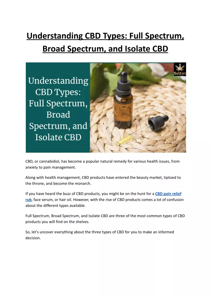 understanding cbd types full spectrum broad