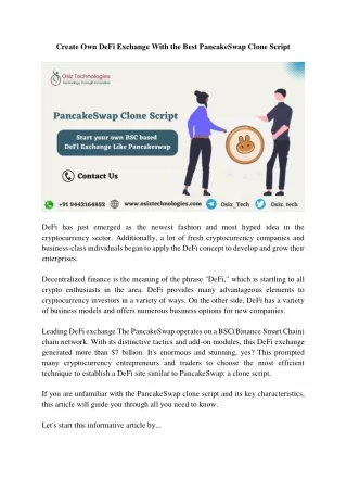 Create Own DeFi Exchange With the Best PancakeSwap Clone Script (1)