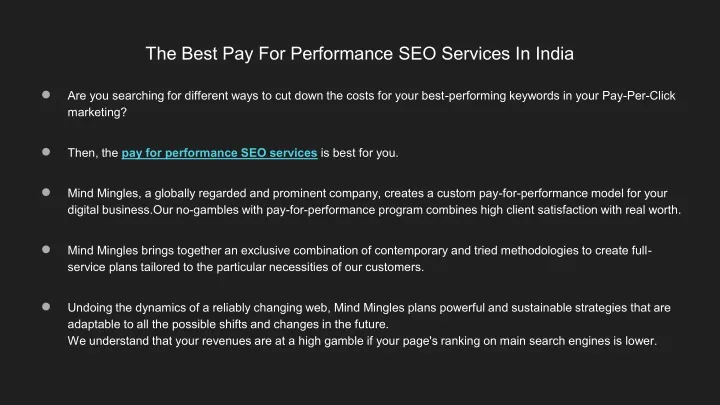 the best pay for performance seo services in india