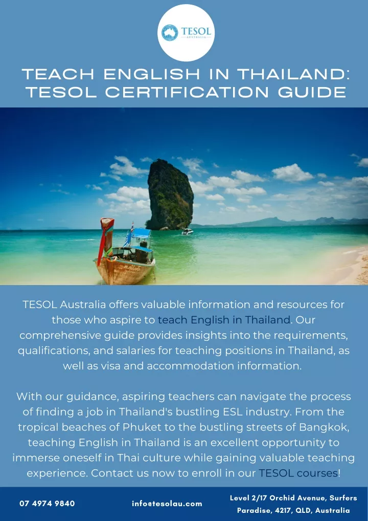 teach english in thailand tesol certification