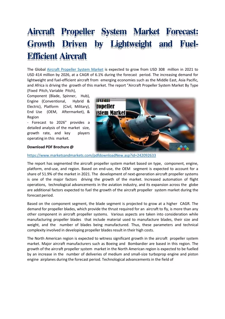 aircraft propeller system market forecast growth driven by lightweight and fuel efficient aircraft