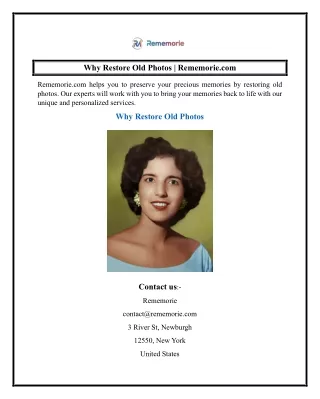 why restore old photos rememorie com