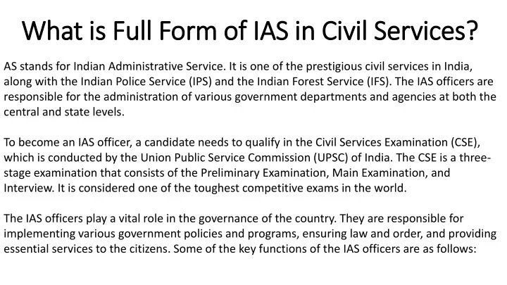 what is full form of ias in civil services what