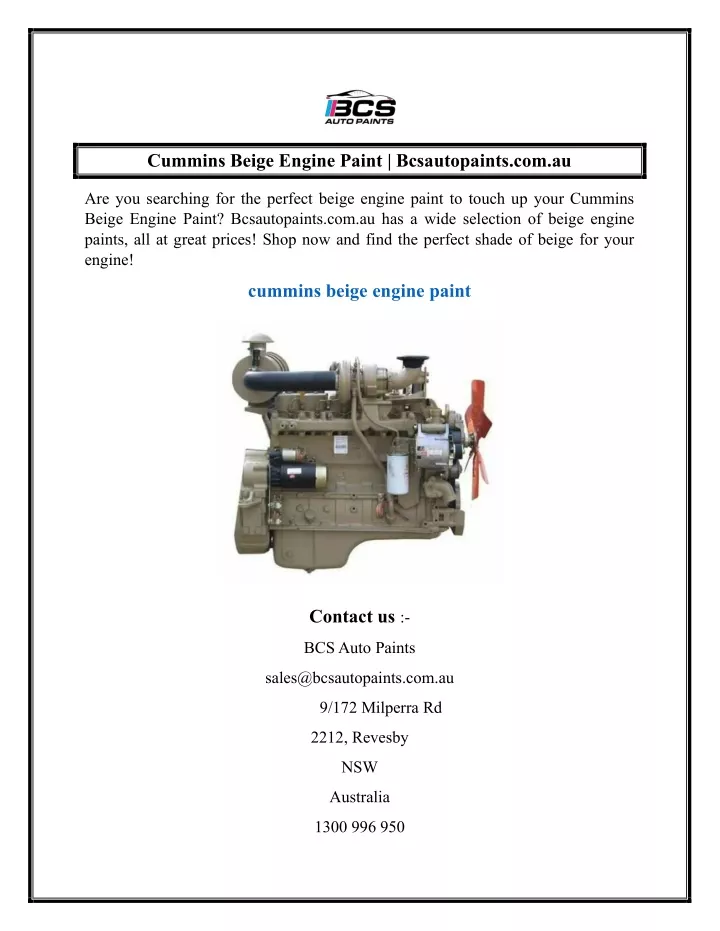 cummins beige engine paint bcsautopaints com au