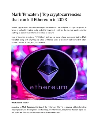 Mark Tencaten | Top cryptocurrencies that can kill Ethereum in 2023
