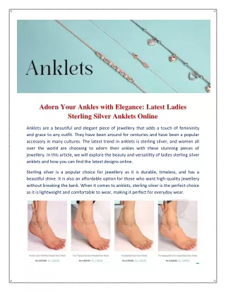 Adorn Your Ankles with Elegance Latest Ladies Sterling Silver Anklets Online