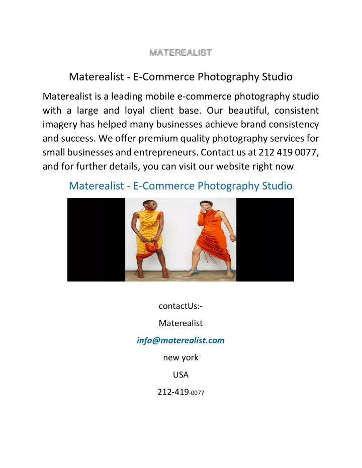 materealist e commerce photography studio