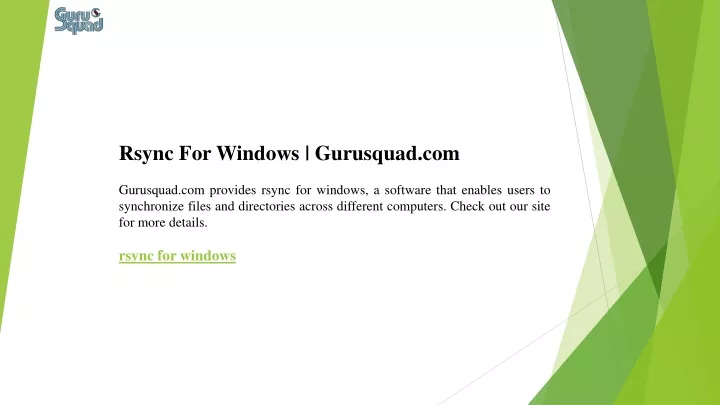 rsync for windows gurusquad com gurusquad