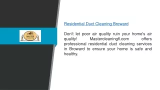 Residential Duct Cleaning Broward Mastercleaningfl.com
