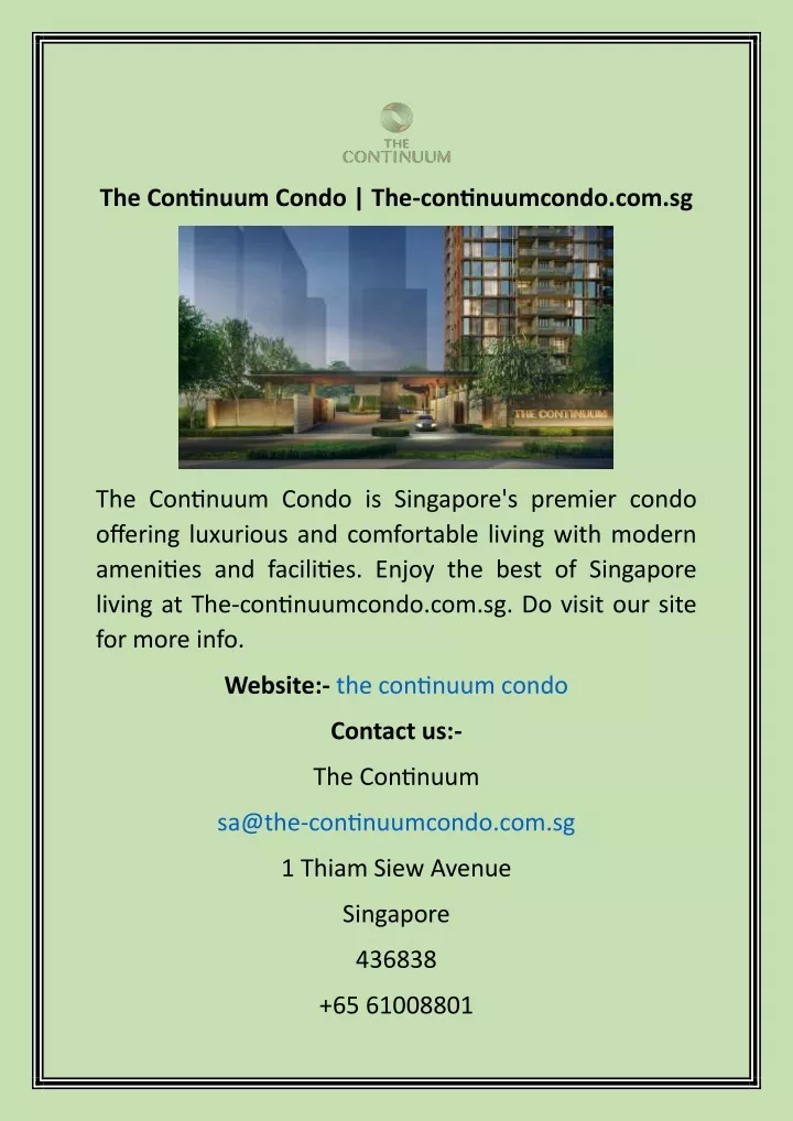 the continuum condo the continuumcondo com sg