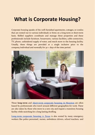 What is Corporate Housing?