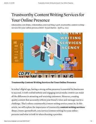 Trustworthy Content Writing Services for Your Online Presence