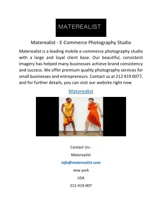 Materealist - E-Commerce Photography Studio