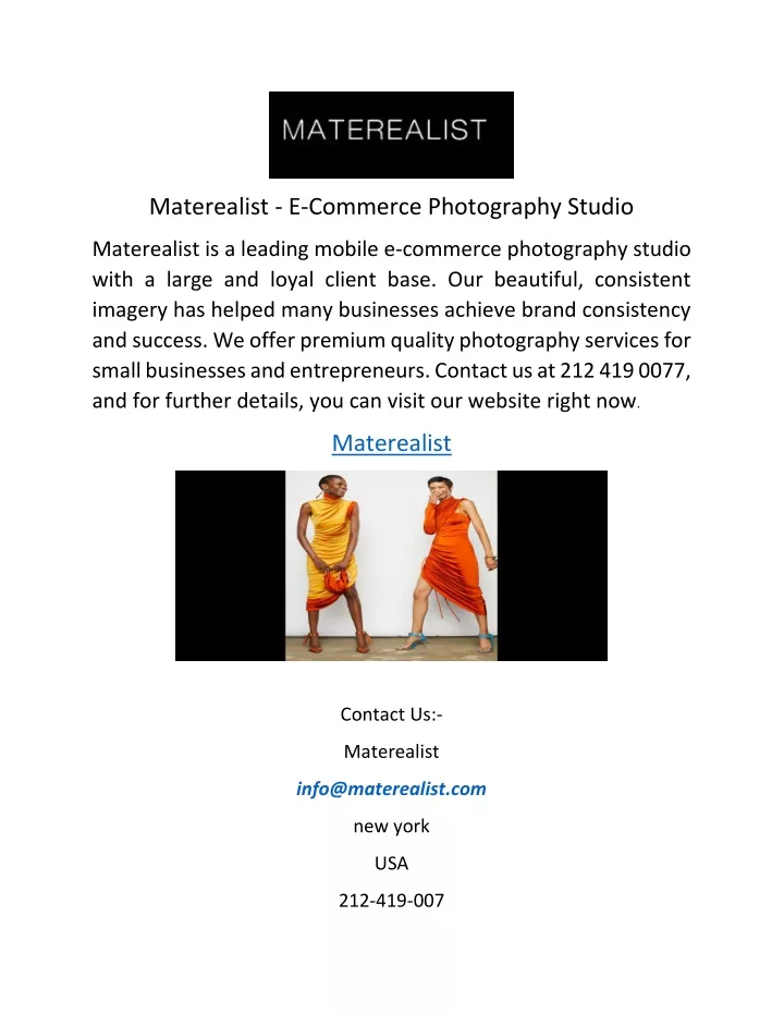 materealist e commerce photography studio