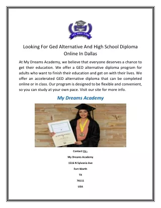 Looking For Ged Alternative And High School Diploma Online In Dallas