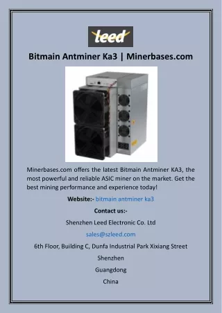 Bitmain Antminer Ka3  Minerbases