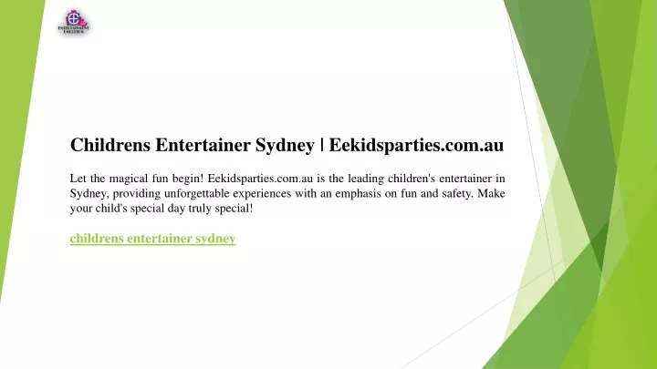 childrens entertainer sydney eekidsparties