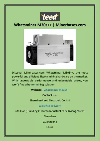 Whatsminer M30s    Minerbases