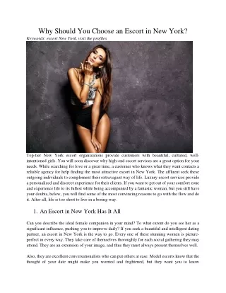 why should you choose an escort in new york