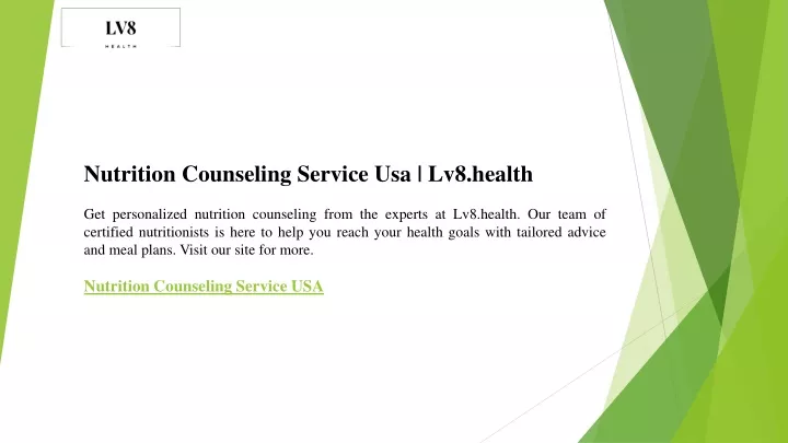 nutrition counseling service usa lv8 health